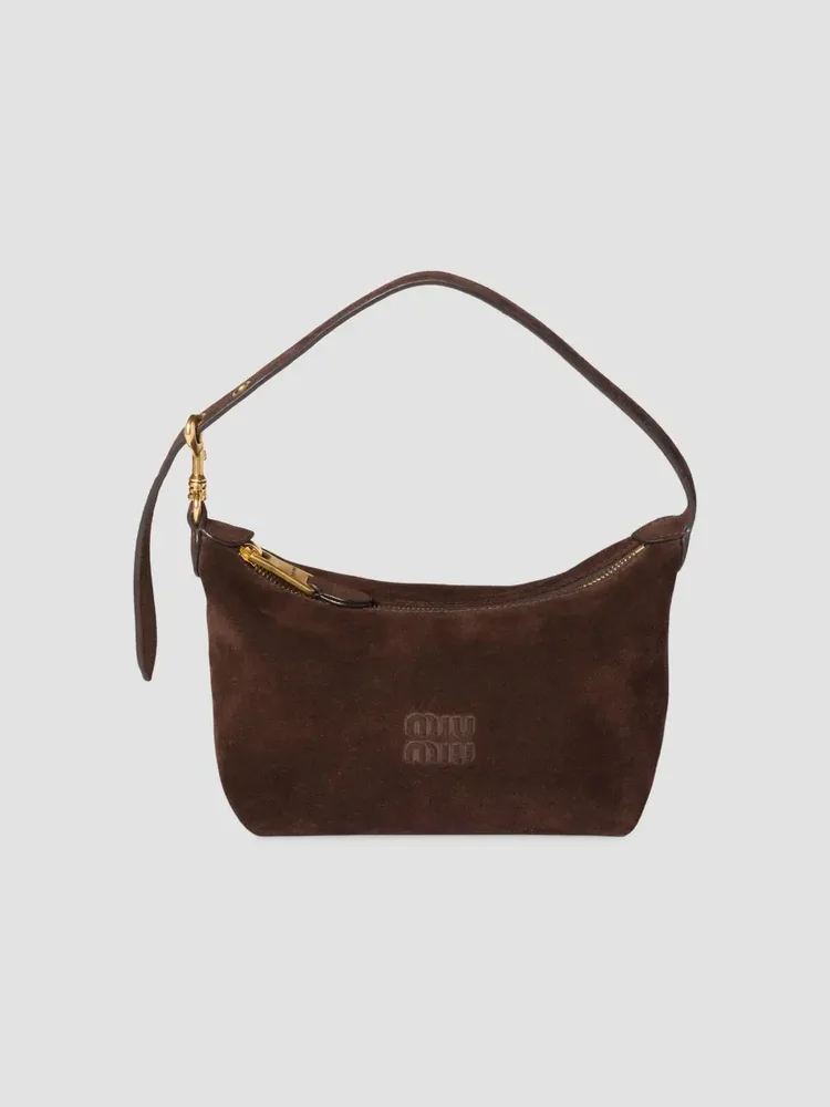 Suede Pouch Top Handle Bag