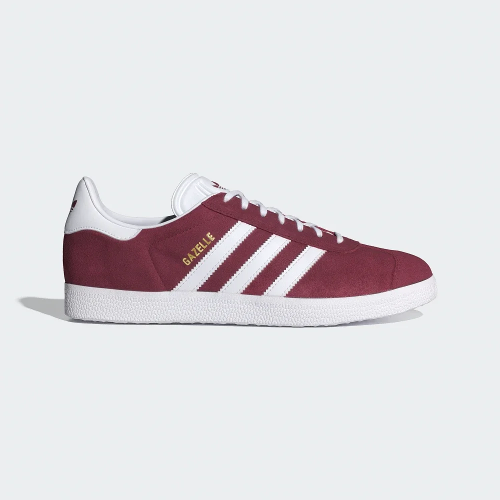 Gazelle Shoes in Collegiate Burgundy/Cloud White/Gold Metallic
