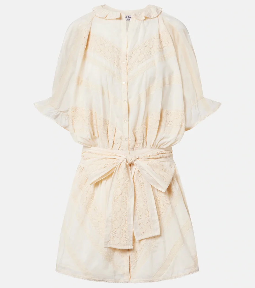 Embroidered cotton shirt dress