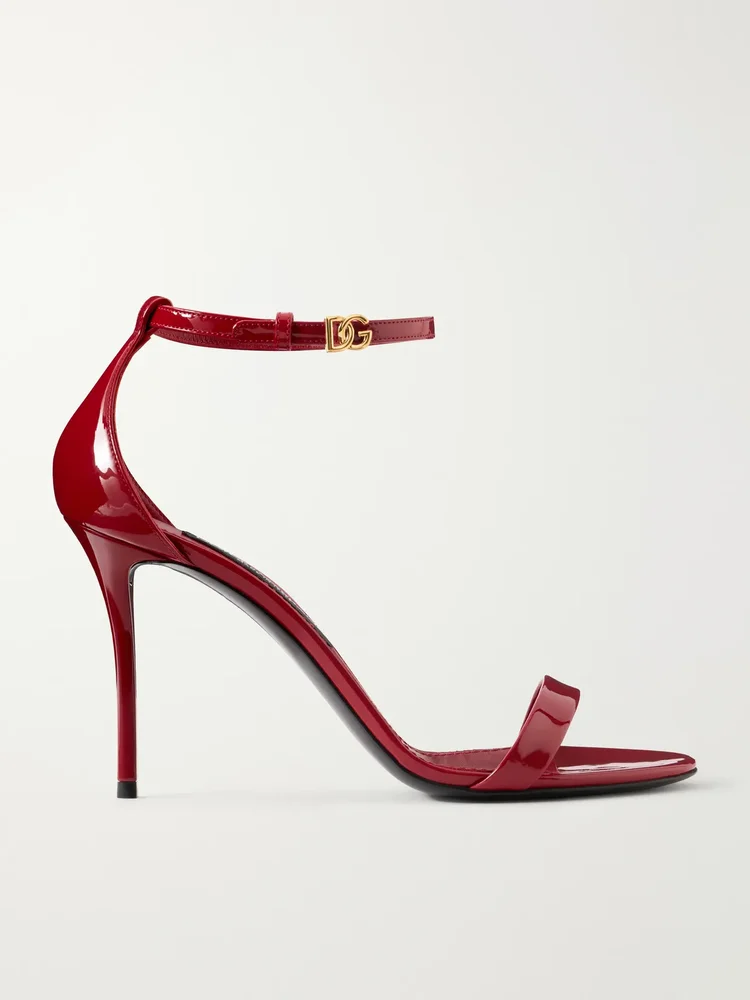 Logo-detailed patent-leather sandals