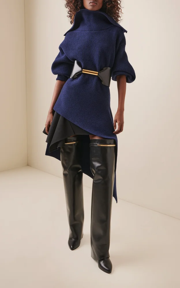 Slashed Wool Mini Skirt
