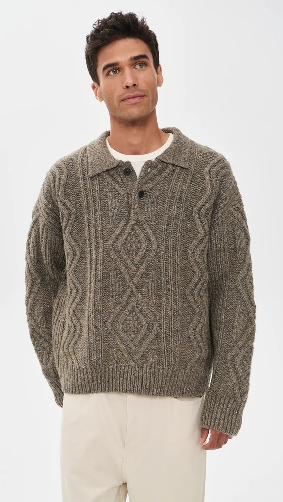 Cable Polo Sweater
