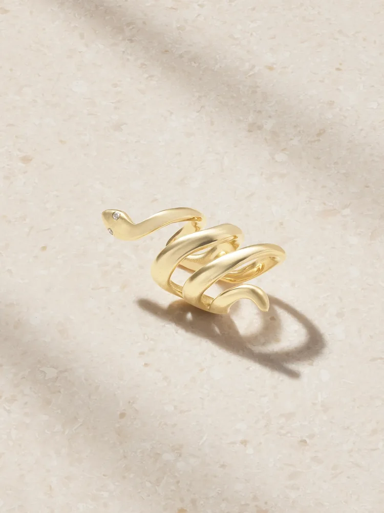 Cobra 18-karat gold diamonds ear cuff