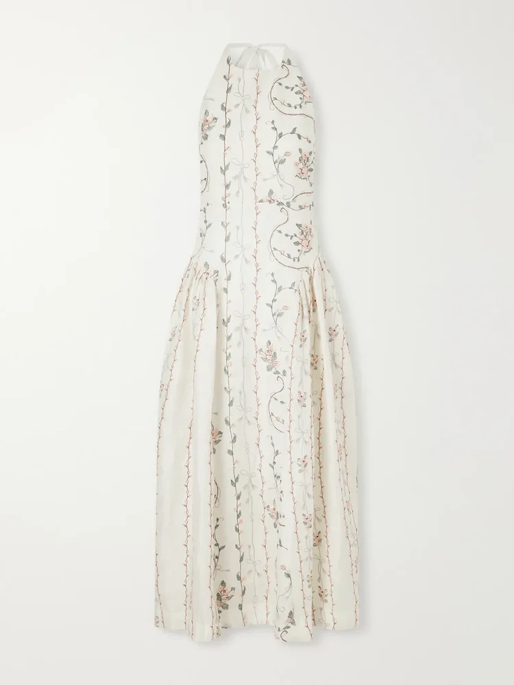 Balsa Navegante embroidered linen maxi dress
