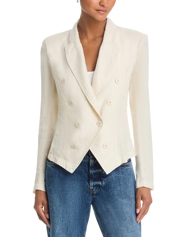 Emerson Structured Denim Blazer in Vintage White