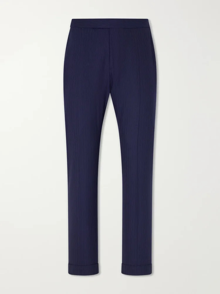 Straight-Leg Pinstriped Wool-Blend Suit Trousers