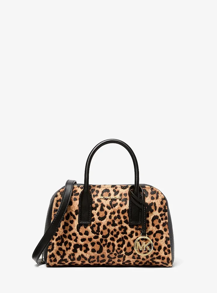Ashton Small Leopard Print Calf Hair Messenger Bag