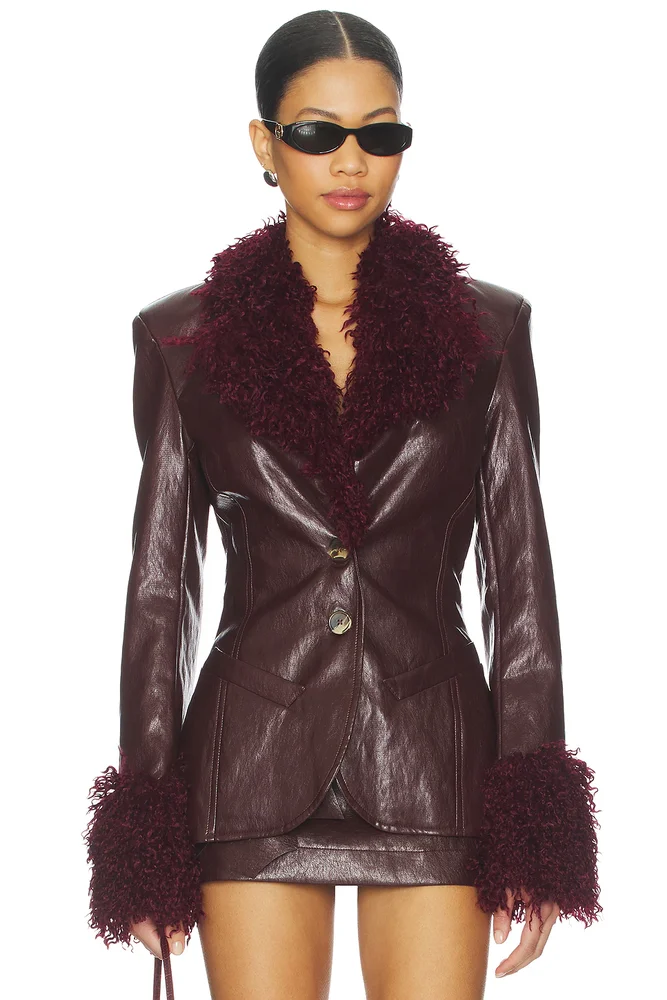 Fitted Blazer With Faux Fur Detail