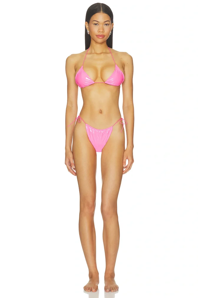 Latex Splash Barbie Triangle Bikini Set