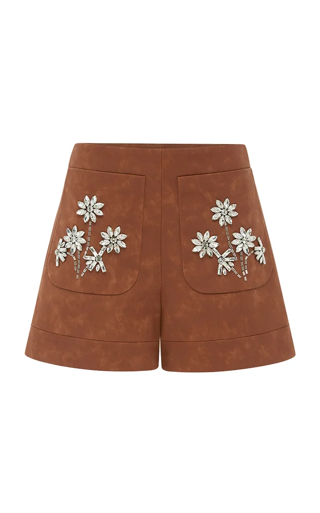 Tessa Embellished Vegan Suede Shorts