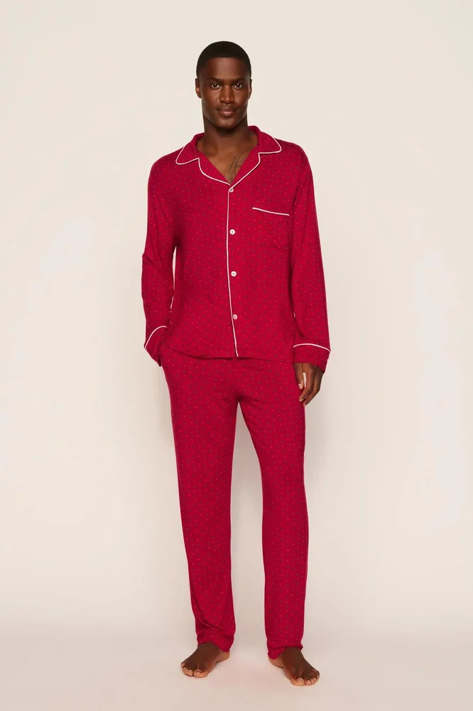 William Printed TENCEL Modal Long PJ Set in Hollyberry