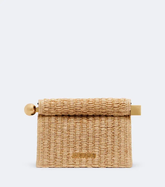 Rond Carré Small raffia-effect clutch
