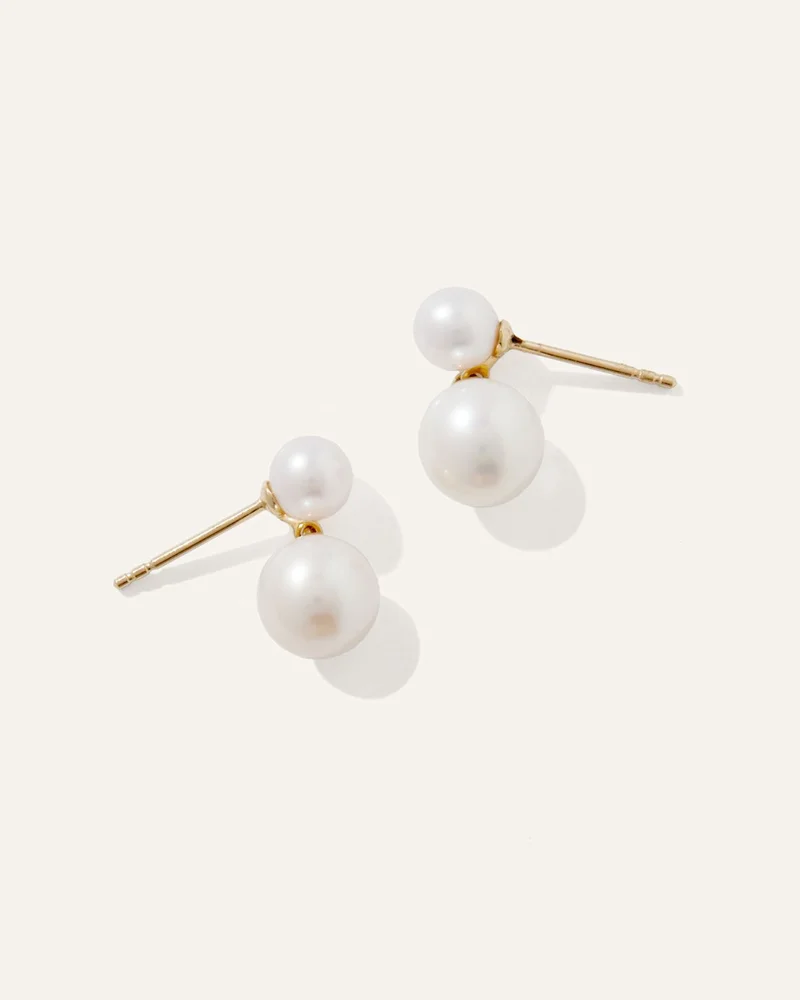14K Gold Pearl Drop Earrings