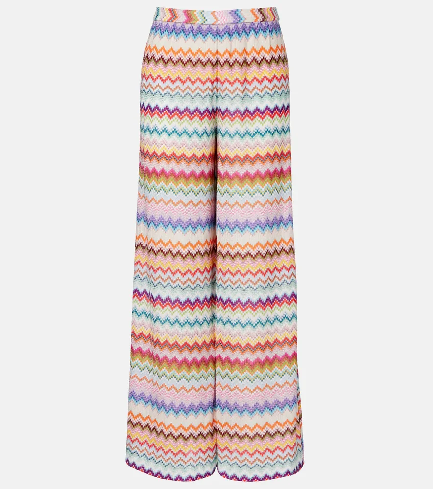 Zigzag lamé palazzo pants