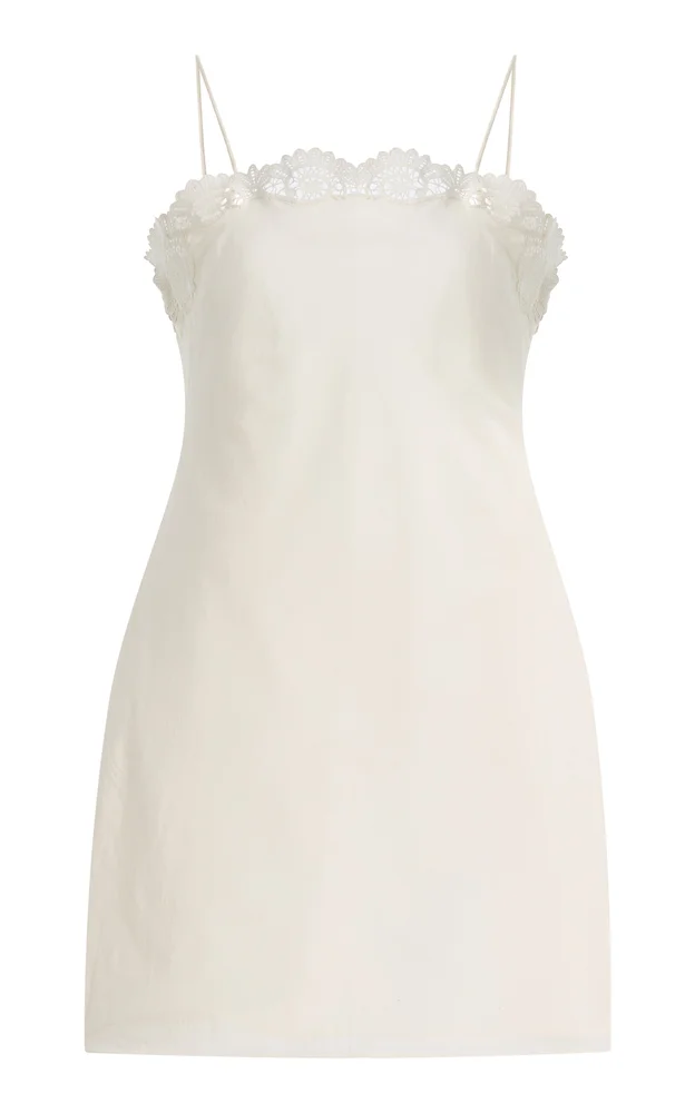 Darya Lace-Trimmed Linen-Cotton Mini Dress