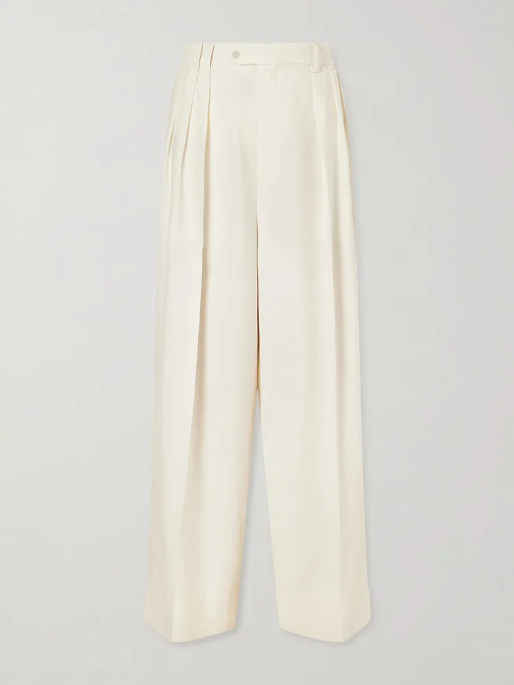 Alexandra pleated grain de poudre wool wide-leg pants