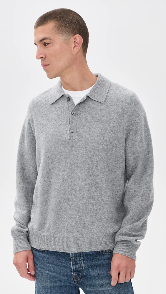 Boiled Wool Polo Sweater
