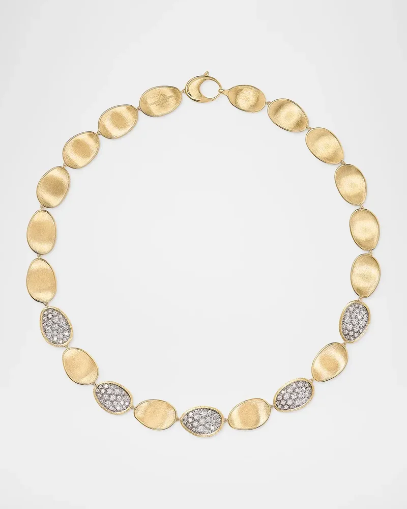 Lunaria Alta 18K Two-Tone Gold Alternating Pavé Diamond Necklace, Medium