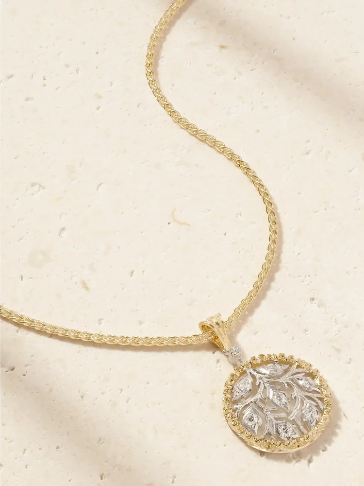 Ramage 18-karat yellow and white gold diamond necklace