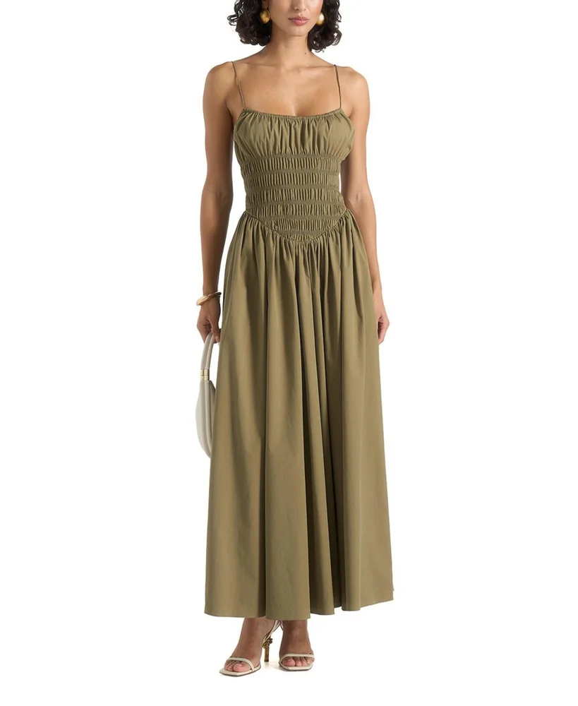 Elva Smocked Waist Cotton Maxi Dress