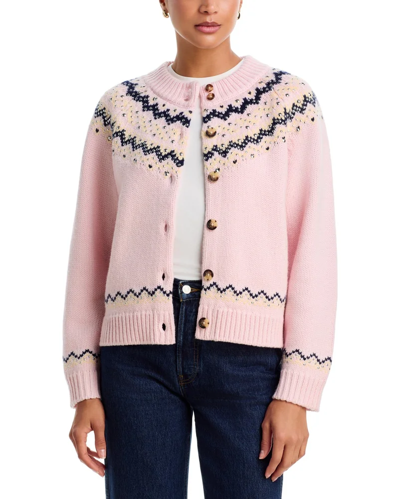 Fallon Crewneck Studded Fair Isle Cardigan