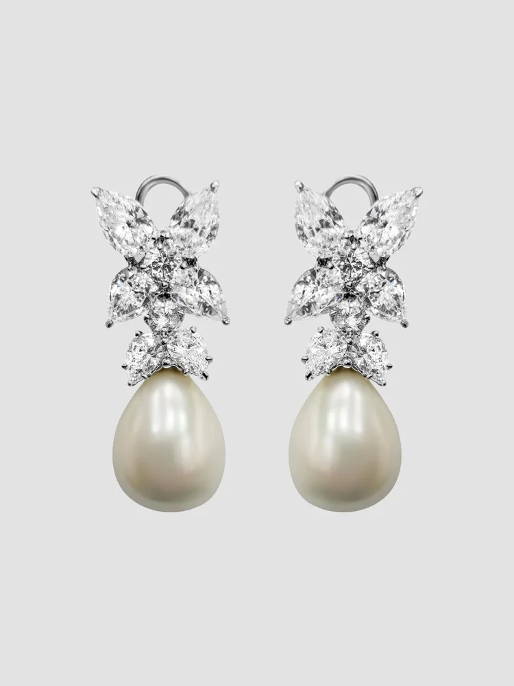 Sterling Silver, 10.50 TCW Cubic Zirconia & Imitation Pearl Drop Earrings
