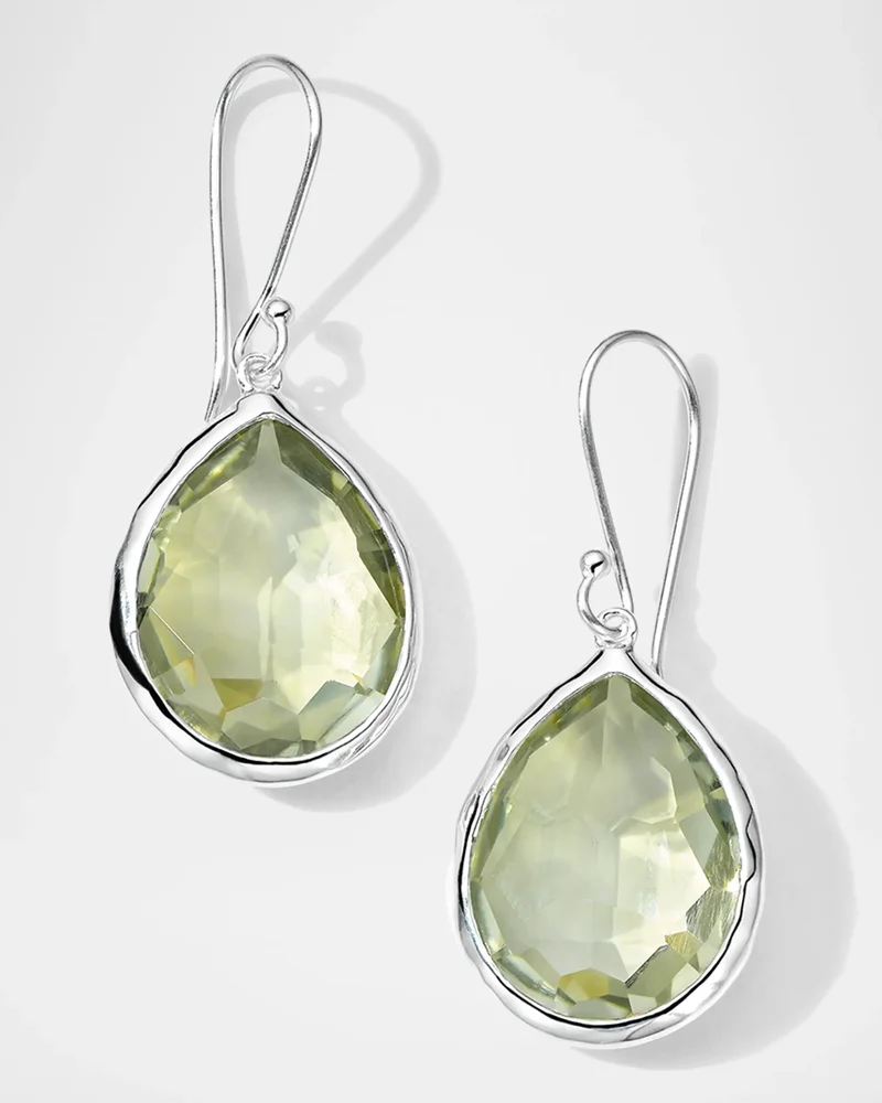 Sterling Silver Rock Candy Prasiolite Teardrop Earrings