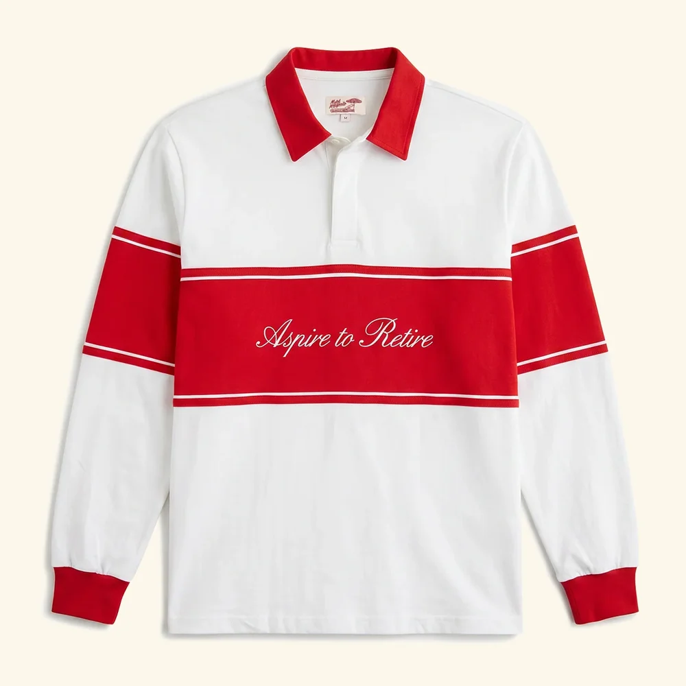 Harbor L/S Rugby - White/Cherry