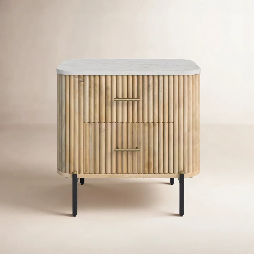 Carmela Genuine Marble and Mango Nightstand