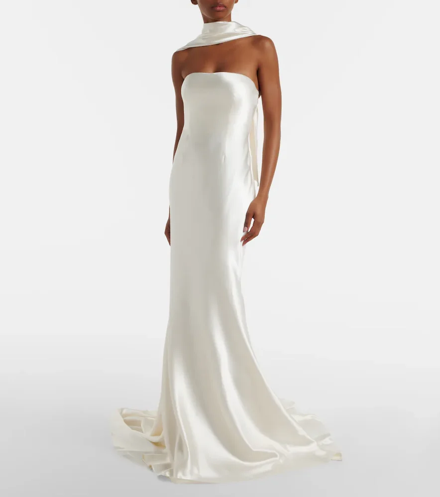 Bridal River silk and wool bustier gown