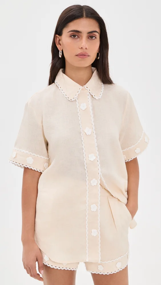 Floral Linen Button Down Shirt