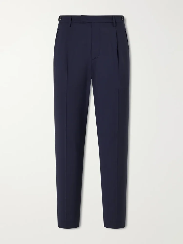 Straight-Leg Pleated Virgin Wool Suit Trousers