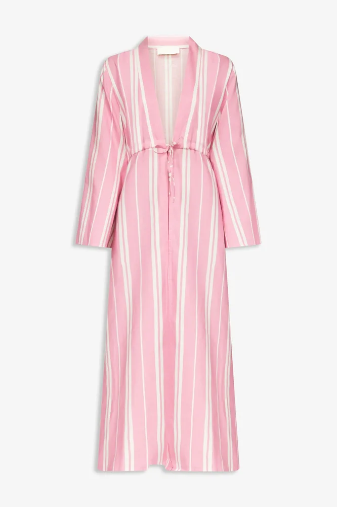 Pink and white striped dress with bow detail