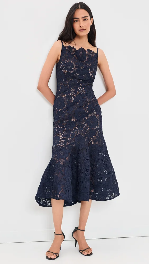 Spiral Lace Midi Dress
