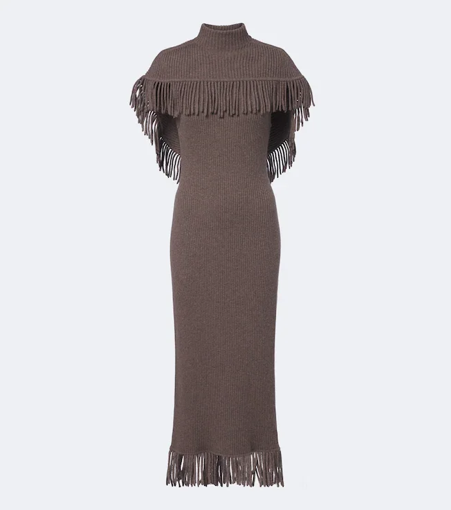 Jordan caped wool and cashmere maxi dress
