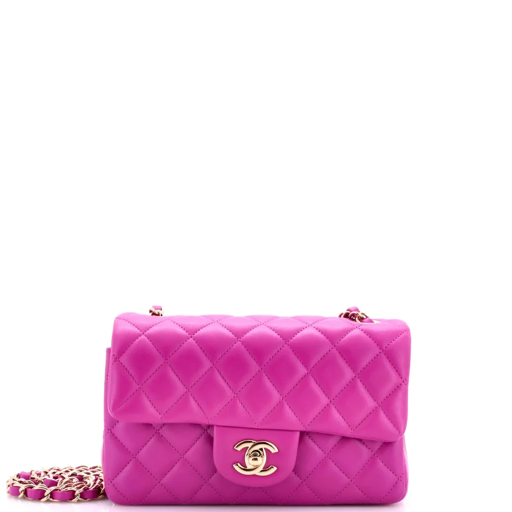 Pre-Owned Classic Single Flap Bag Quilted Lambskin Mini