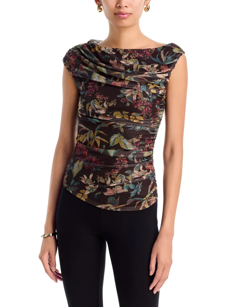 Draped Mesh Sleeveless Top - Exclusive