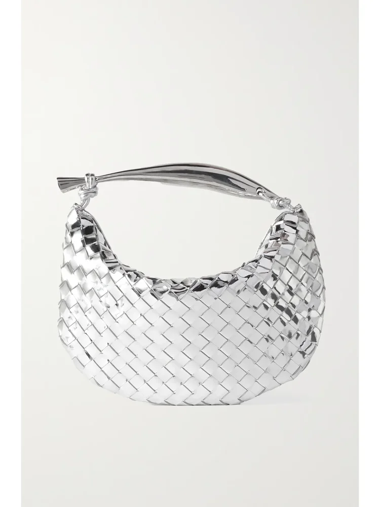 Sardine small Intrecciato metallic leather tote