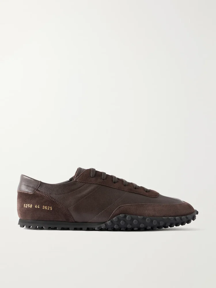 Suede-Trimmed Leather Sneakers