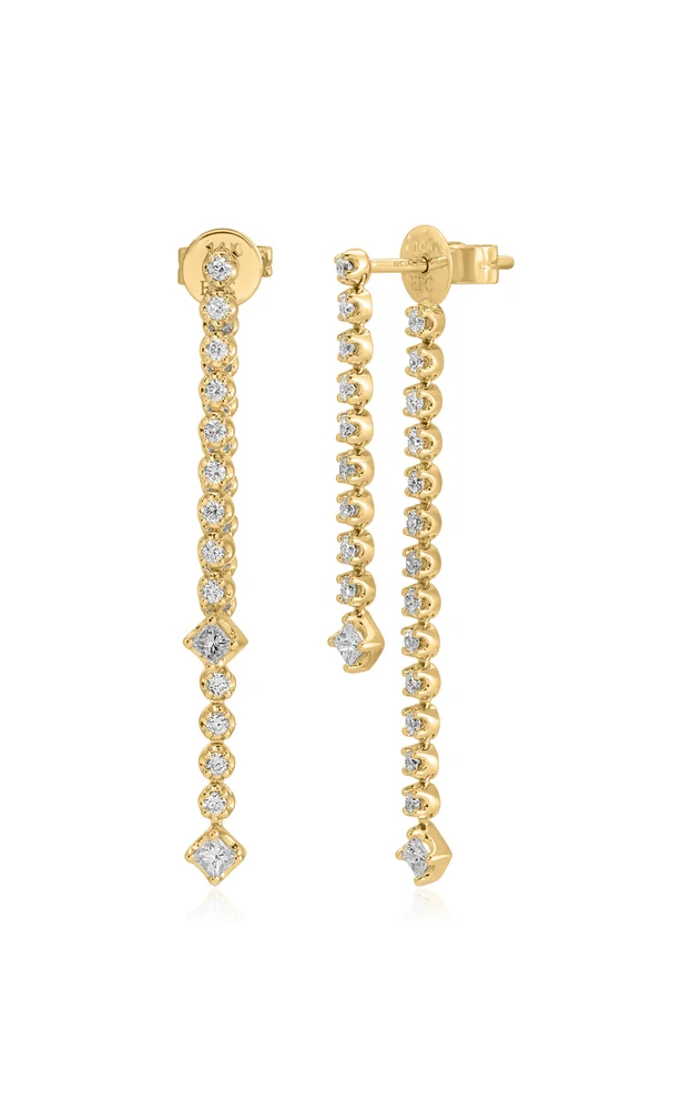 14K Yellow Gold Diamond Fringe Earrings