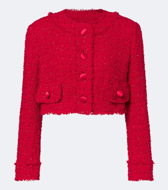Cropped cotton-blend tweed jacket