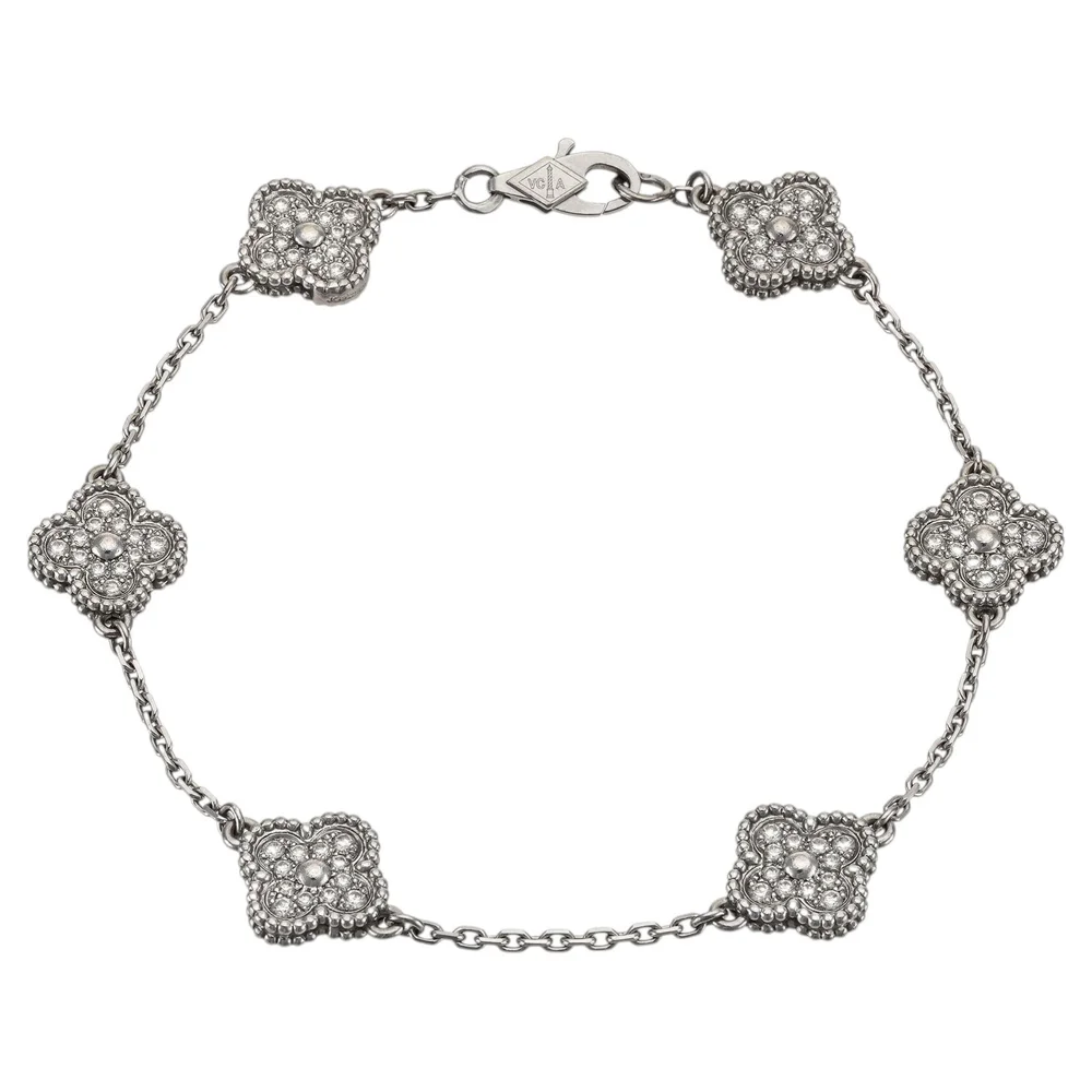 Pre-Owned Sweet Alhambra Six-Motif Diamond Bracelet