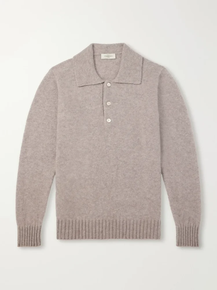 Cashmere and Silk-Blend Polo Sweater