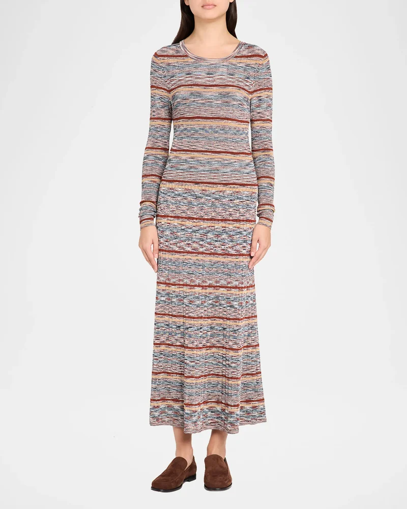 Nami Striped Rib-Knit Midi-Dress