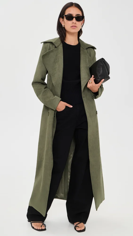 Kira Faux Suede Trench Coat