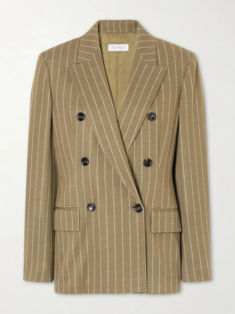 Balta double-breasted striped jersey blazer