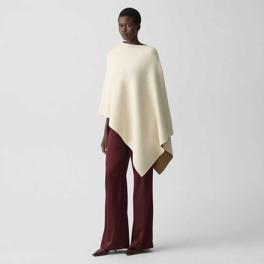 Felted Wool-Cashmere Reversible Draped Poncho