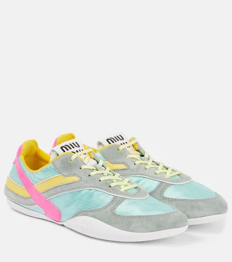 Gymnasium suede and technical sneakers in multicoloured