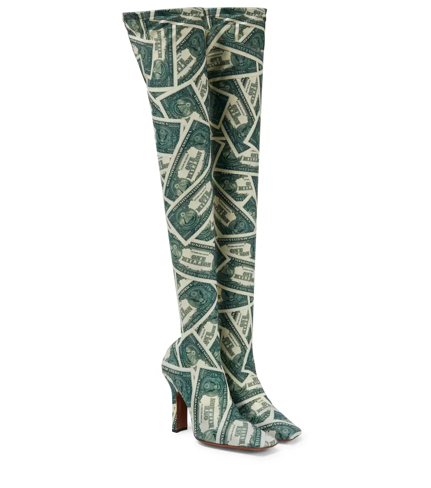 Printed over-the-knee boots