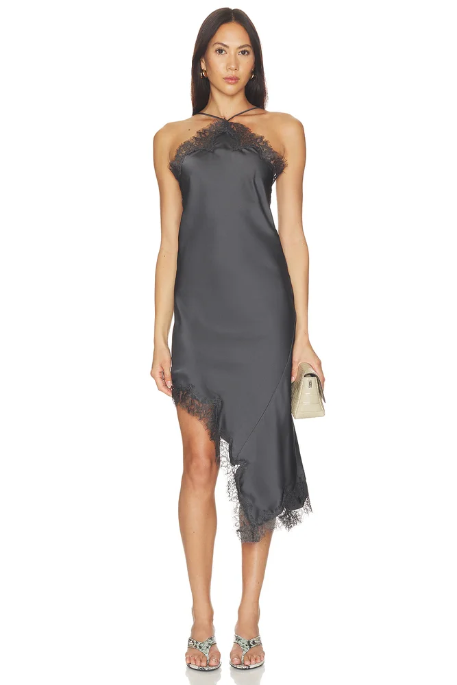 Smocked boatneck midi dress
